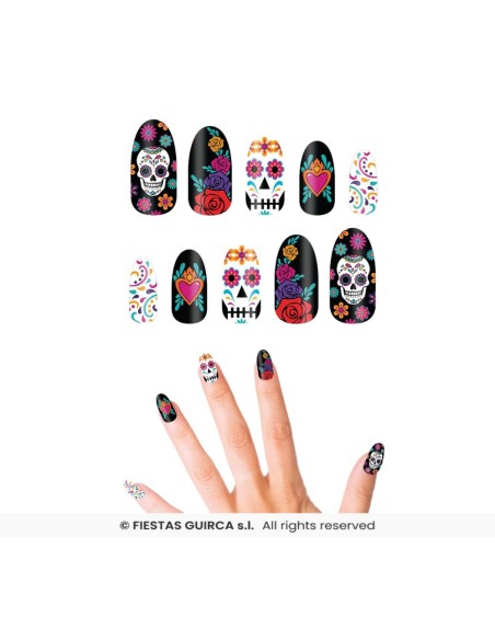uñas postizas catrina dia de muertos