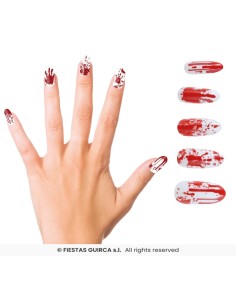 Uñas postizas ensangrentadas con glue