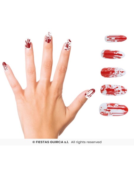 Uñas postizas ensangrentadas con glue