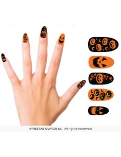 uñas postizas calabazas halloween