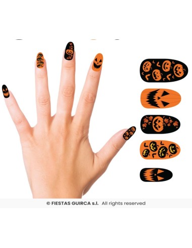 uñas postizas calabazas halloween