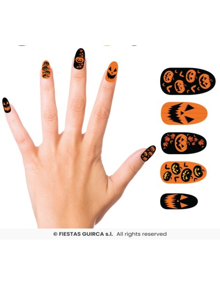 uñas postizas calabazas halloween