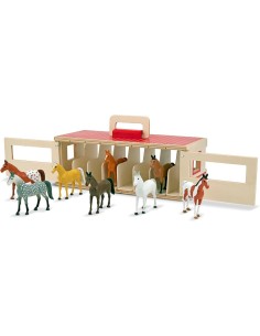 Establo de Madera con Caballos de exhibi