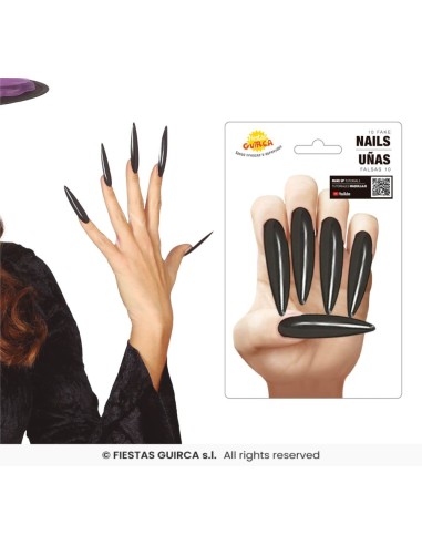 uñas postizas negras con adhesivo