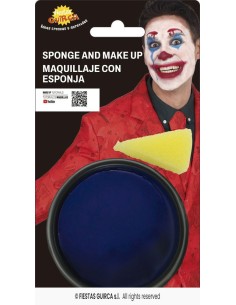 maquillaje con esponja azul oscuro
