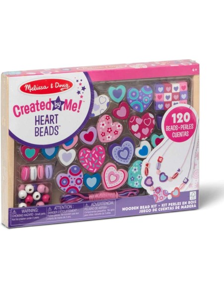 Juego de cuentas de madera corazones par