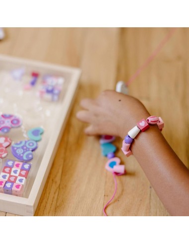 Juego de cuentas de madera corazones par