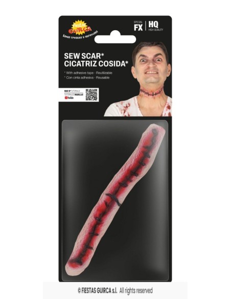 Cicatriz cosida cuello con adhesivo