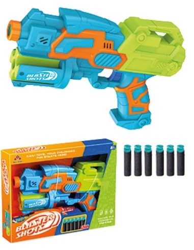 Pistola Blaster Shorts Infantil Dardos 