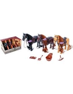 Set de 3 Caballos con Establo y Accesori