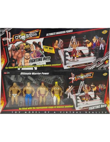 Caja Figuras Luchadores Con Ring