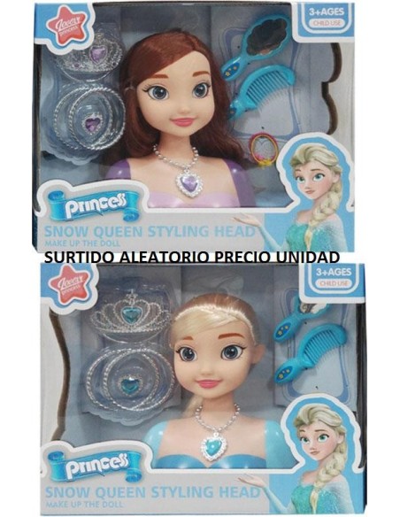 Busto Princesa Azul para peinar – Muñeca