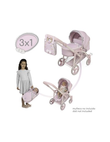 Carro Muñecas 3x1 Plegable Sophie +Bolso