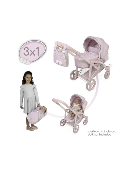 Carro Muñecas 3x1 Plegable Sophie +Bolso