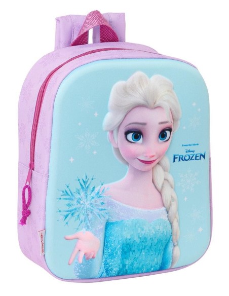 Mochila guarderia 3D Frozen celeste rosa
