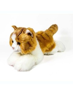 Peluche Gato Marrón y Blanco Tumbado 25c