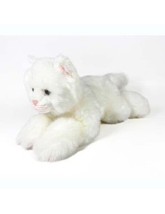 Peluche Gato Blanco Tumbado 25cm.