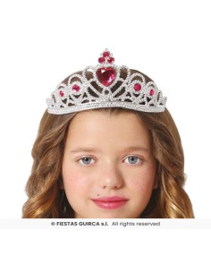 Diadema plata corazon rojo infantil