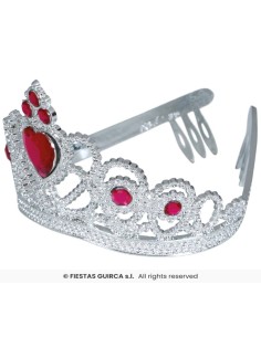 Diadema plata corazon rojo infantil 2