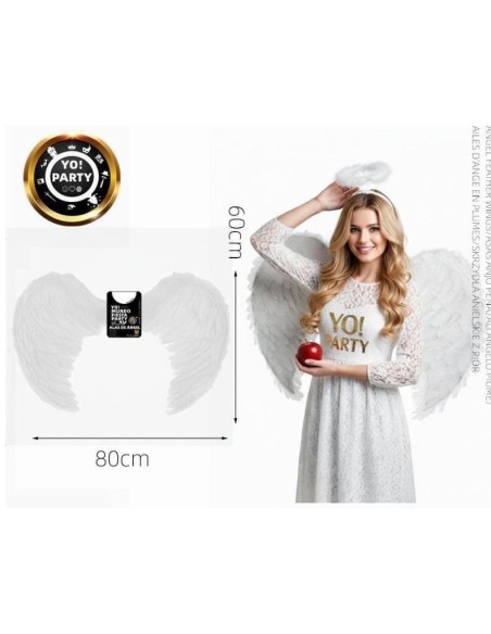 80 * 60 cm alas angel pluma blanco