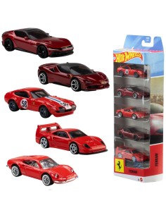 Hot Wheels Pack 5 Vehículos Ferrari