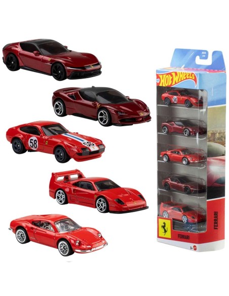 Hot Wheels Pack 5 Vehículos Ferrari