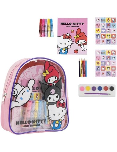 Set Coloreable Mochila Hello Kitty
