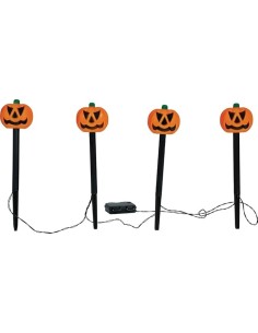 4 FAROLES CALABAZAS CON LUZ PARA
