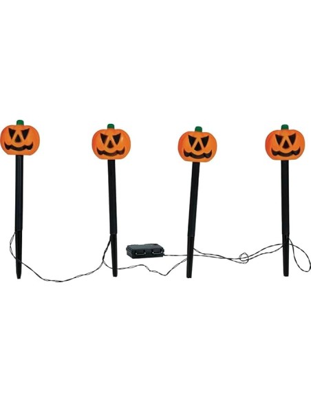 4 FAROLES CALABAZAS CON LUZ PARA