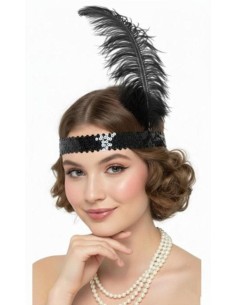 Diadema Charlestón lentejuelas y pluma