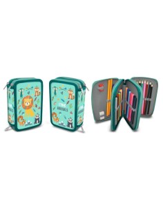 Estuche 3 cremalleras animales