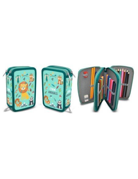Estuche 3 cremalleras animales