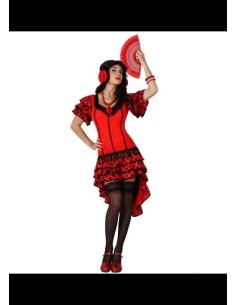 Disfraz Sevillana Roja Lunar NegrO XS-S