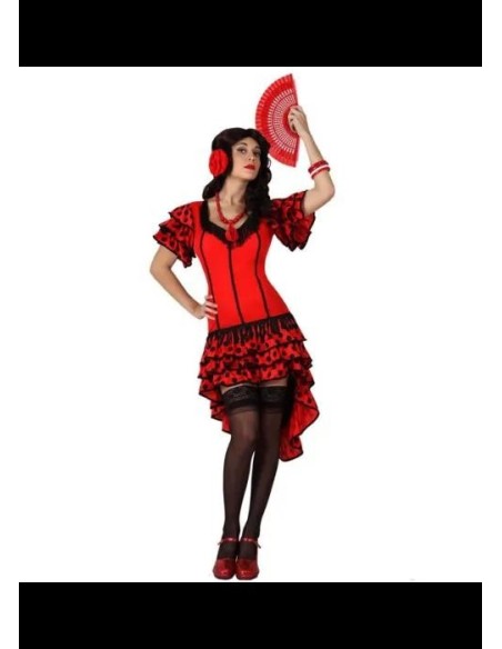 Disfraz Sevillana Roja Lunar NegrO XS-S