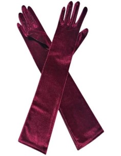 guantes granate largos aterciopelado