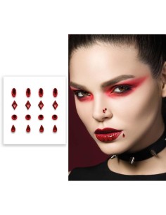 pegatinas joyas faciales rojas