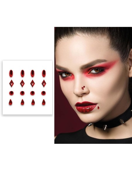 pegatinas joyas faciales rojas