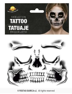 Tatuaje cara esqueleto 30x14   cm 2