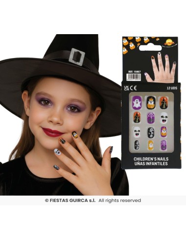 12 Uñas con adhesivoinfantil   halloween