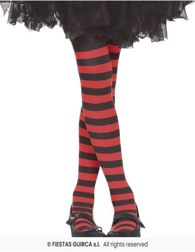 Pantys rojos rayas infantiles   5-9 años