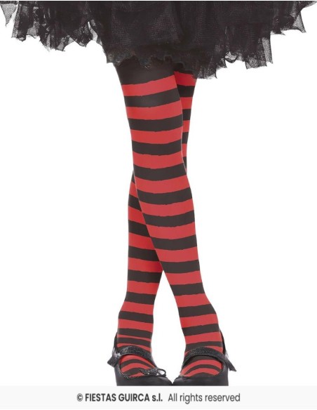 Pantys rojos rayas infantiles   5-9 años