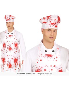 Gorro y delantal poliester   sangre 55x7