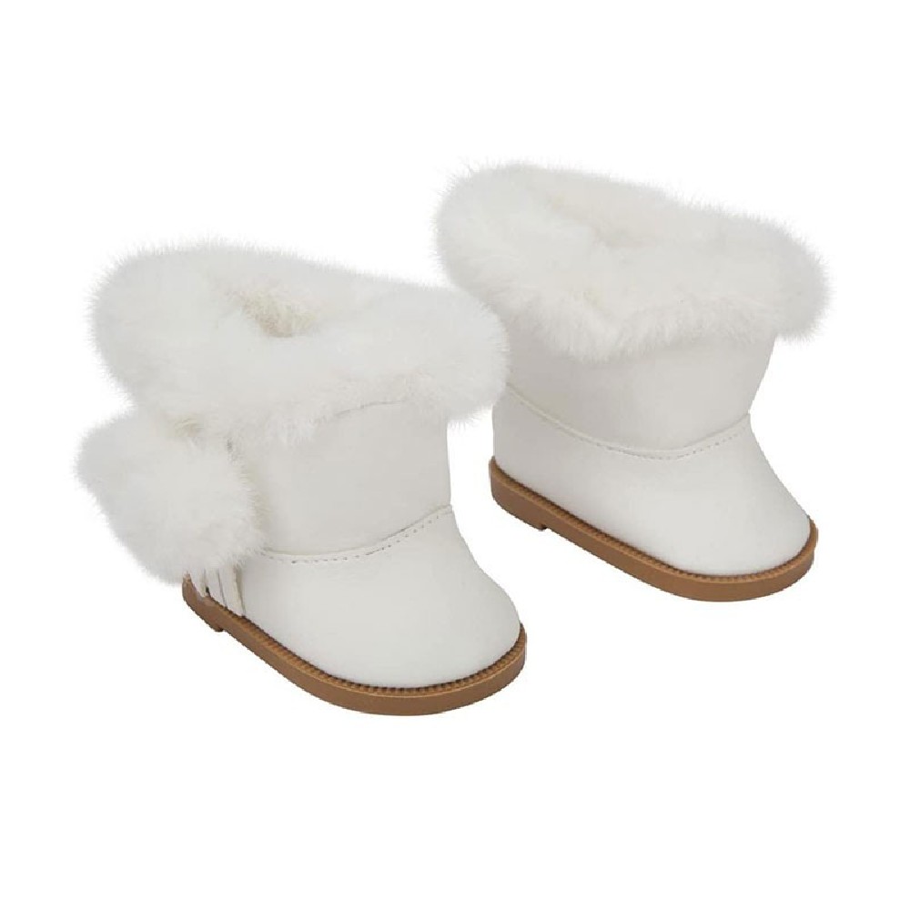 Set Botas Blancas Con Pelo Para Muñecos De 45 Cm