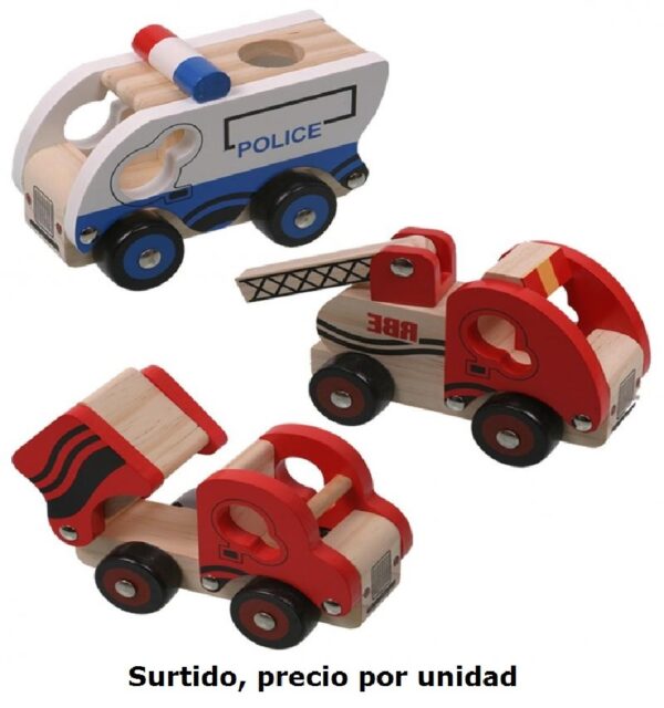 VEHICULOS 13 CM EMERGENCIAS MADERA