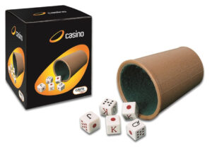 CUBILETE FORRADO Y DADOS POKER