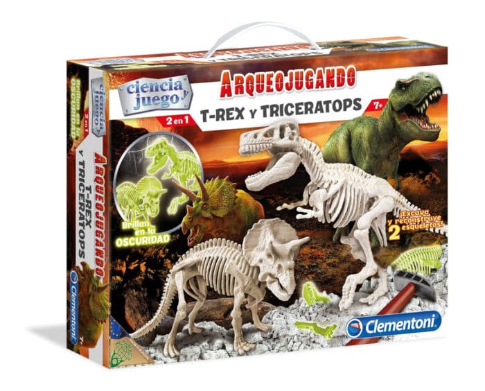 ARQUEOJUGANDO T-REX Y TRICERATOPS FLUORESCENTE - Imagen 3