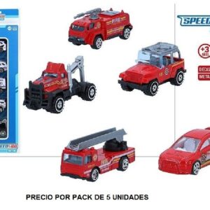 SPEED & GO-SET 5 VEHICULOS METAL-POLICIA / BOMBERO