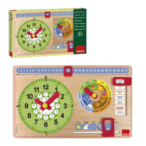 RELOJ CALENDARIO INGLES DE MADERA