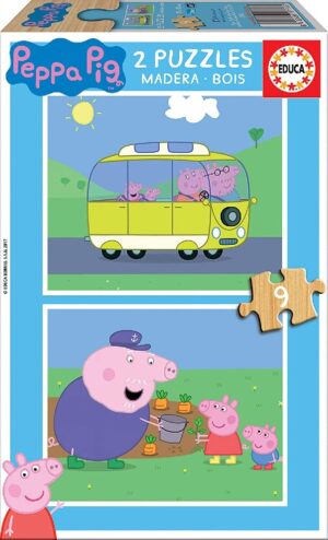 PUZZLE 2X9 PIEZAS - PEPPA PIG MADERA ECOLOGICA