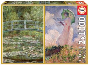 PUZZLE 2×1000 Claude Monet – El Estanque de los Nenúfares + Mujer con Sombrilla